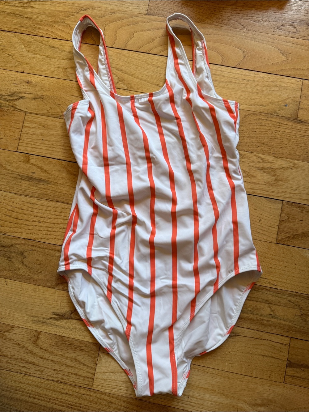 Mott50 White Swimsuit with Orange Stripes